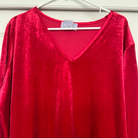 Woman Within Red Velvet Pullover Christmas Holiday Top Blouse Size 2X - Picture 7 of 12